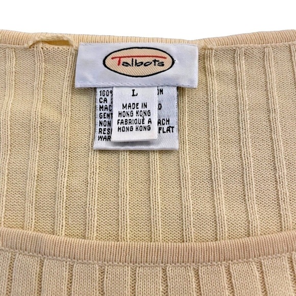 Talbots Women's Ribbed Short Sleeve Shirt; Square Neck; Yellow; Large - Picture 3 of 5